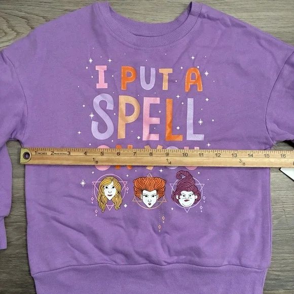 NWT Disney Hocus Pocus Girls Fleece Sweatshirt Glitter Halloween S (6-6X) Purple - Picture 6 of 10